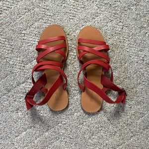 MADEWELL Red Leather Sandals - Size 9
